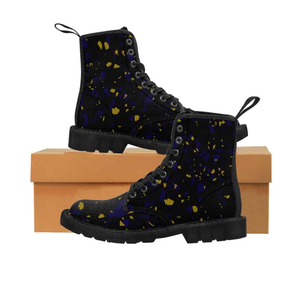 Terrazzo Tile Navy/Gold On Black Men’s Art Boots