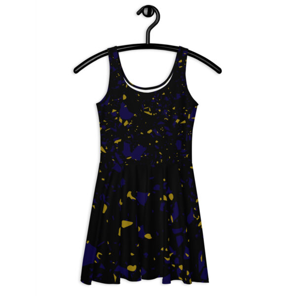Terrazzo Tile Navy/Gold on Black<br> Flare Dress - Image 2